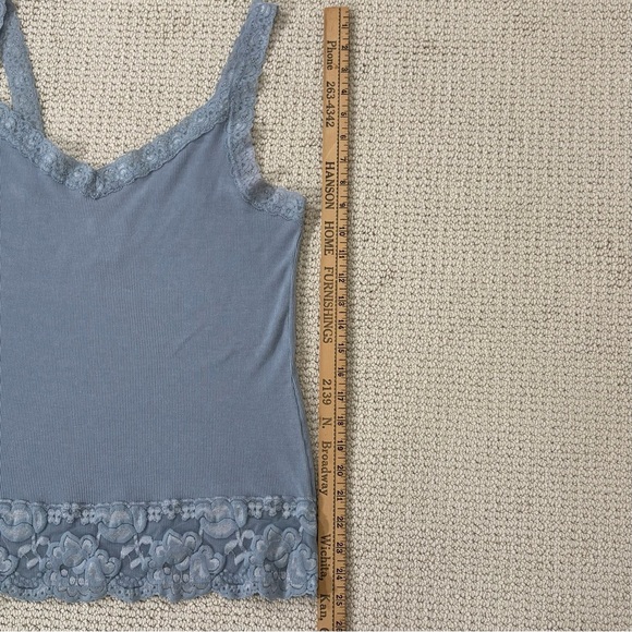 Vintage Maurices Women Y2K Cami Lace Trim Pastel Blue Tank Top Plus sz 16/18 - Picture 3 of 9